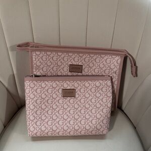 GUESS Pink Monogram Cosmetic Pouch Duo